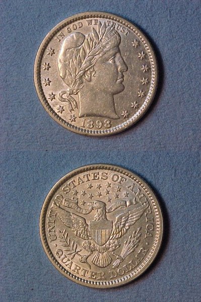 1898 Quarter AU55