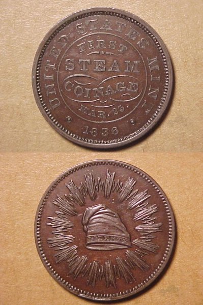1836 First Steam Coinage token PROOF 60